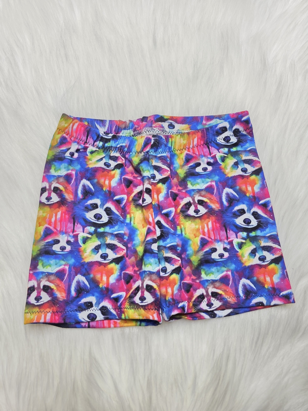 Toddler Girls 2t Rainbow Raccoon Print Biker Shorts